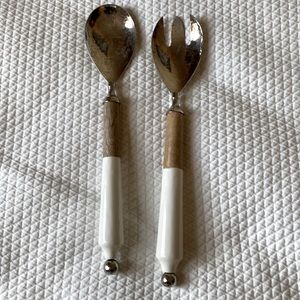 Salad servers. Spoon and fork.